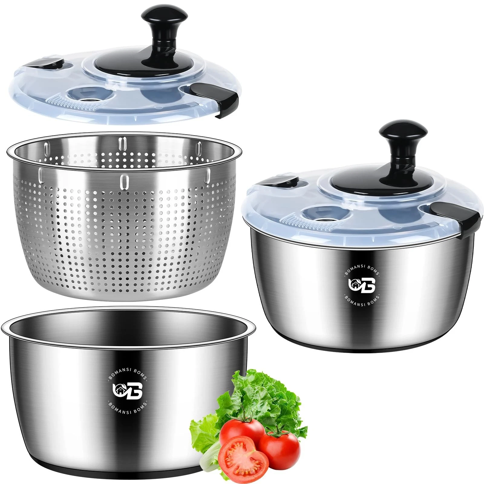 5.3 Qt Stainless Steel Salad Spinner, Vegetable Spinners, Lettuce Spinner, Fr...
Opens in a new wind