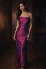 VTG Jessica McClintock Gunne Sax Iridescent Purple Satin Strapless Prom Dress 13