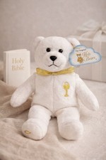Holy Bears Sacrament Series 2007 COMMUNION 9" Beanie Plush Toy Gold Ribbon