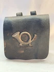 Civil War Infantry Leather Cap Box Brass Bugle Horn Militaria Cartridge Pouch