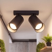Schwarzer Deckenspot Modern 2X GU10 Verstellbare Deckenlampe Flur Wohnzimmer