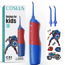 Kids Water Dental Flosser Deep Cleaning Picks Portable 4 Modes for Ages 6+ Sa...