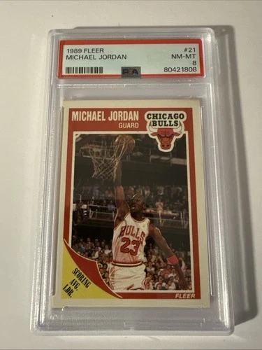 MICHAEL JORDAN 1989 Fleer 4TH YEAR VINTAGE Card CHICAGO BULLS PSA 8 LOOKS NICER!