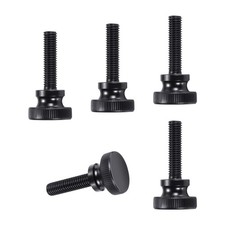 M10x40mm Black Steel Flat Head Shoulder Knurled Thumb Screws, 5 Pcs