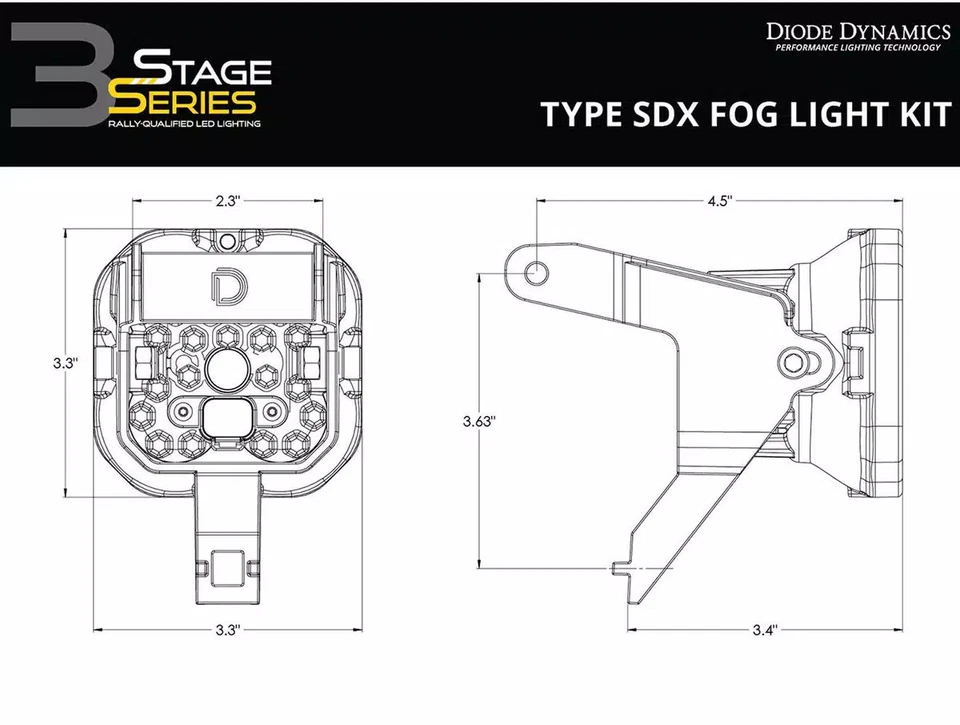 Diode Dynamics SS3 Backlit LED Fog Lights Fits 2002-2005 Ford Excursion - Image 3 of 4