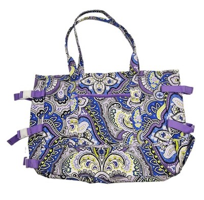 Laura Ashley Seaside Beach Tote Purple Green Paisley Bag Vacation Picnic 