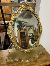 Vintage Peerart Gilt Framed Adjustable Bevel Edge Oval Dressing Table Mirror