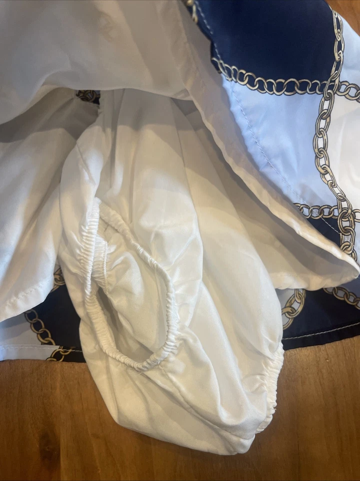 Vestido com estampa de corrente azul celeste Janie and Jack manga curta 3-6 meses + blusa de renda LOTE - Imagem 3 de 4