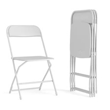 White Hercules Series Big and Tall Stackable Plastic Folding Chairs, Extra Wide