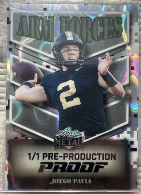 2024 Leaf Metal Diego Pavia Arm Forces Silver 1/1 Pre Production Proof