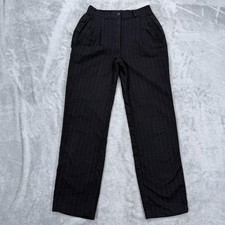 Vintage Giorgio Armani Flannel Wool Pleated Pants Womens 24x26 Pinstripe Trouser