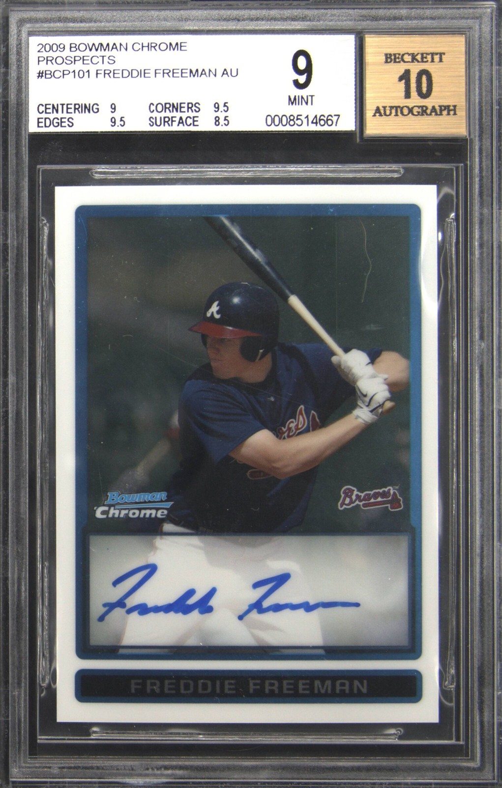 2009 BOWMAN CHROME PROSPECTS AUTO FREDDIE FREEMAN BGS 9