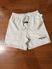 Essentials Fear of God Sweat Shorts Light Oatmeal Drawstring Pockets Style 0216