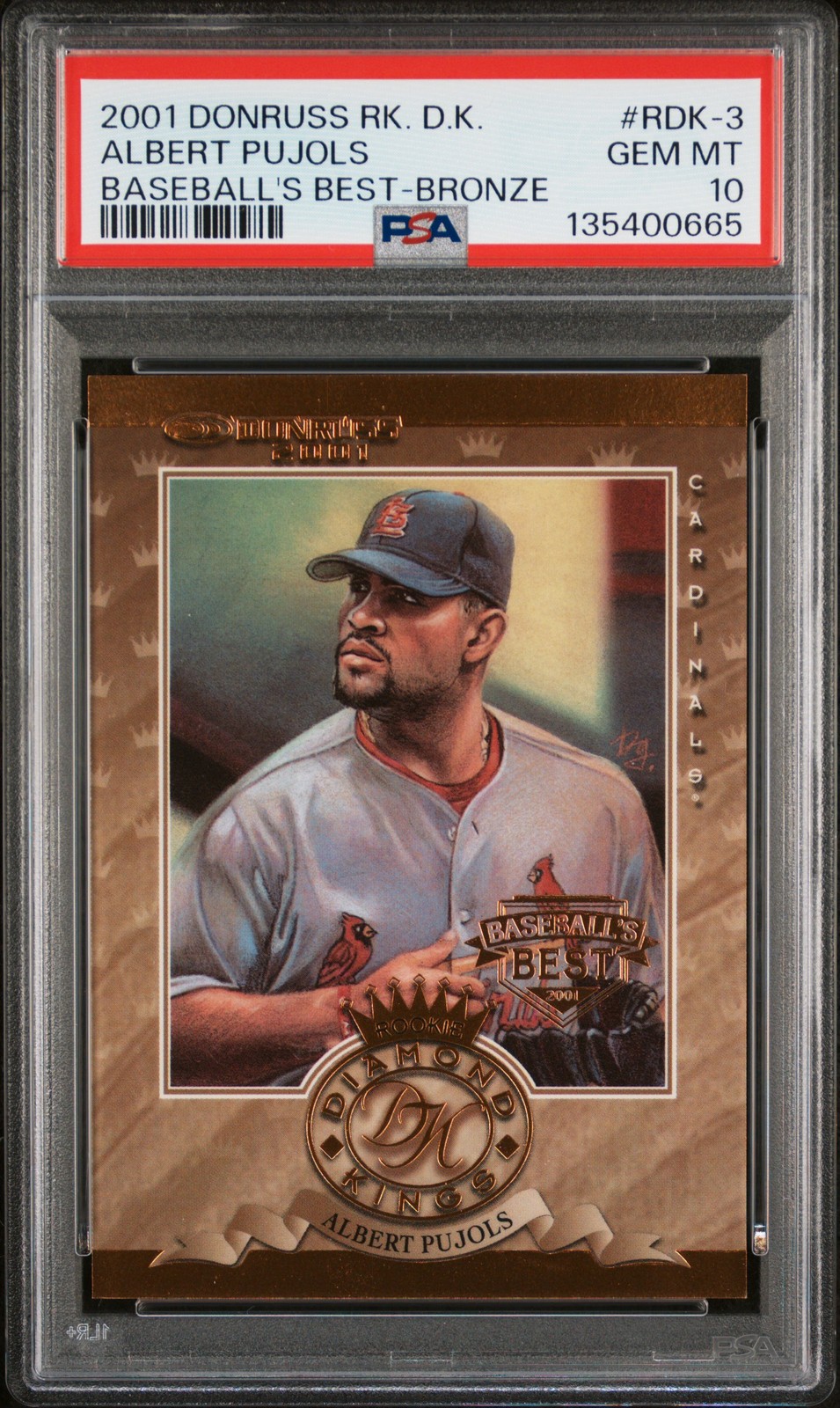 2001 DONRUSS ROOKIE DIAMOND KINGS #RDK-3 ALBERT PUJOLS 460/999 PSA 10