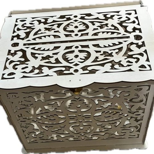 Decorative Wooden Card Box w/ Lock & 'Cards' Sign