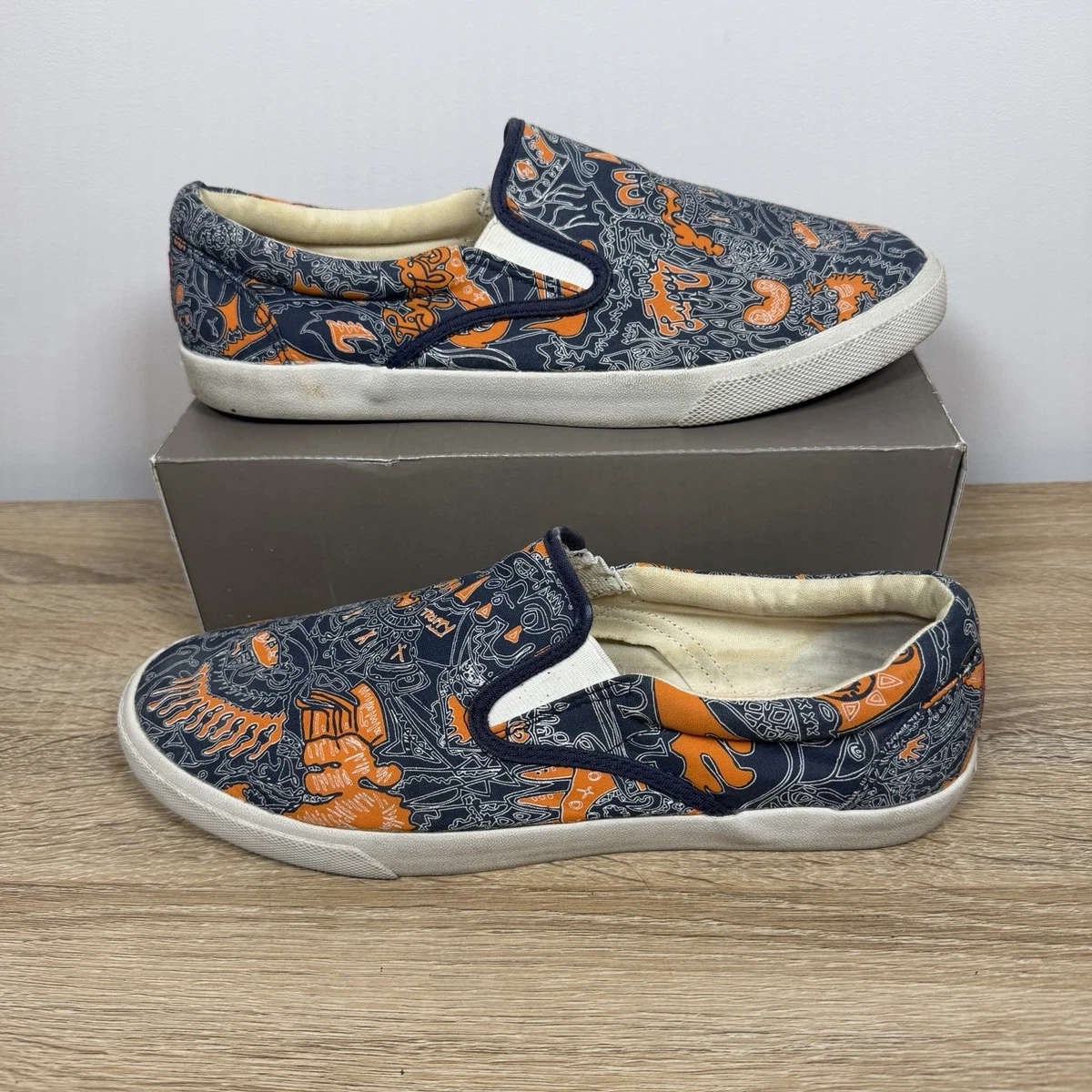Bucketfeet Mens Size 12 Slip On Canvas Sneaker Print Rubber Sole Shoe Graphic Bucketfeet Mens Tropical Leaf Print Sneakers Size 10 Canvas  main image 3