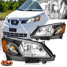 For 13-21 Nissan NV200 Black Housing Amber Side Clear Lens Headlights Headlamps