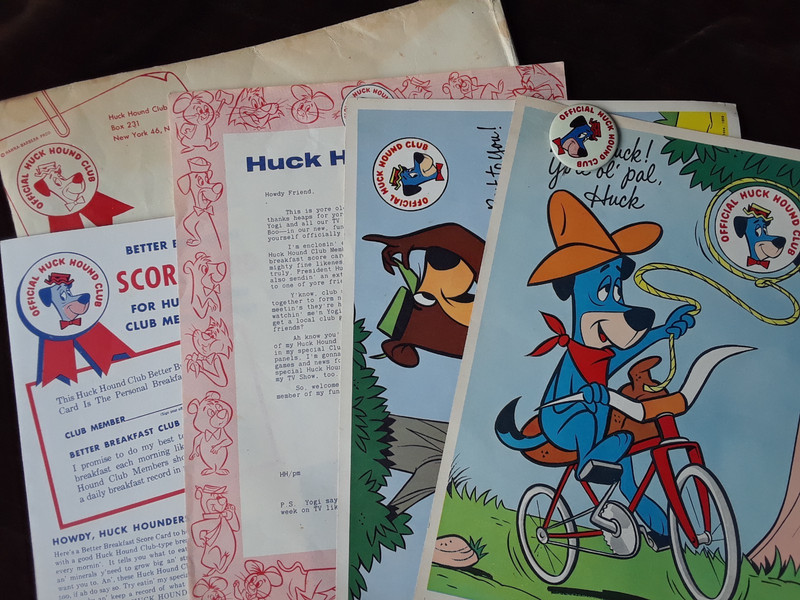 Vintage 1960 Huckleberry Hound Club Kit Cereal Premium  Hanna-Barbera Fan Club