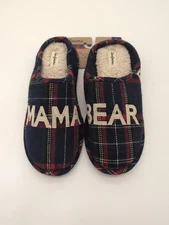 New Dearfoams Women's Mama Bear Plaid Mom Slipper Large 9-10