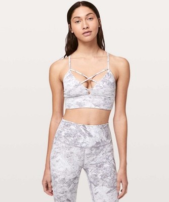 Lululemon Expand Your Limits Sports Bra Washed Marble Alpine White Size 4 Padded