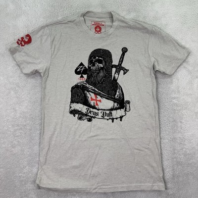 Zero Foxtrot T-Shirt Mens Small Gray Skull Deus Cult Chainmail Skelton Crusader