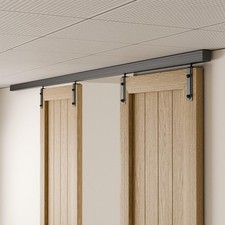 10FT Ceiling Mount Rail Barn Door Hardware Kit,Heavy Duty Steel Sliding Barn ...