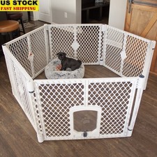 Portable Pet Yard Freestanding Containment Area W/ Swinging Door Dogs Cats New