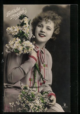 Photo Postcard RPH No. 5012/4: Lady with Flowers at Pentecost 