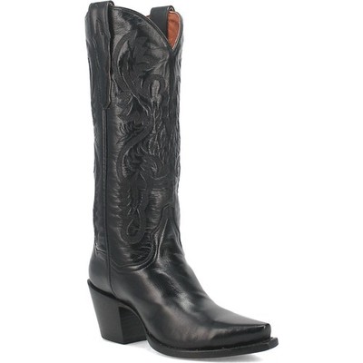 Dan Post Maria Schwarzes Leder Schnitt Zehen Western Cowgirl Boots (USA Damen Eu