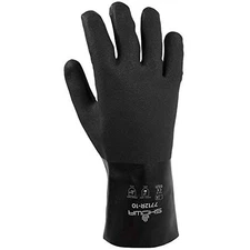 SHOWA Best Glove Size 10 Black Knight 12" Jersey Lined PVC Chemical Resistant...
