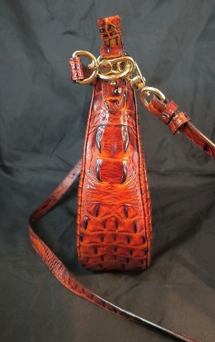 AUTHENTIC! BRAHMIN MELBOURNE? PECAN CROC LEATHER SHOULDER BAG PURSE W/ Dust Bag - Picture 5 of 12