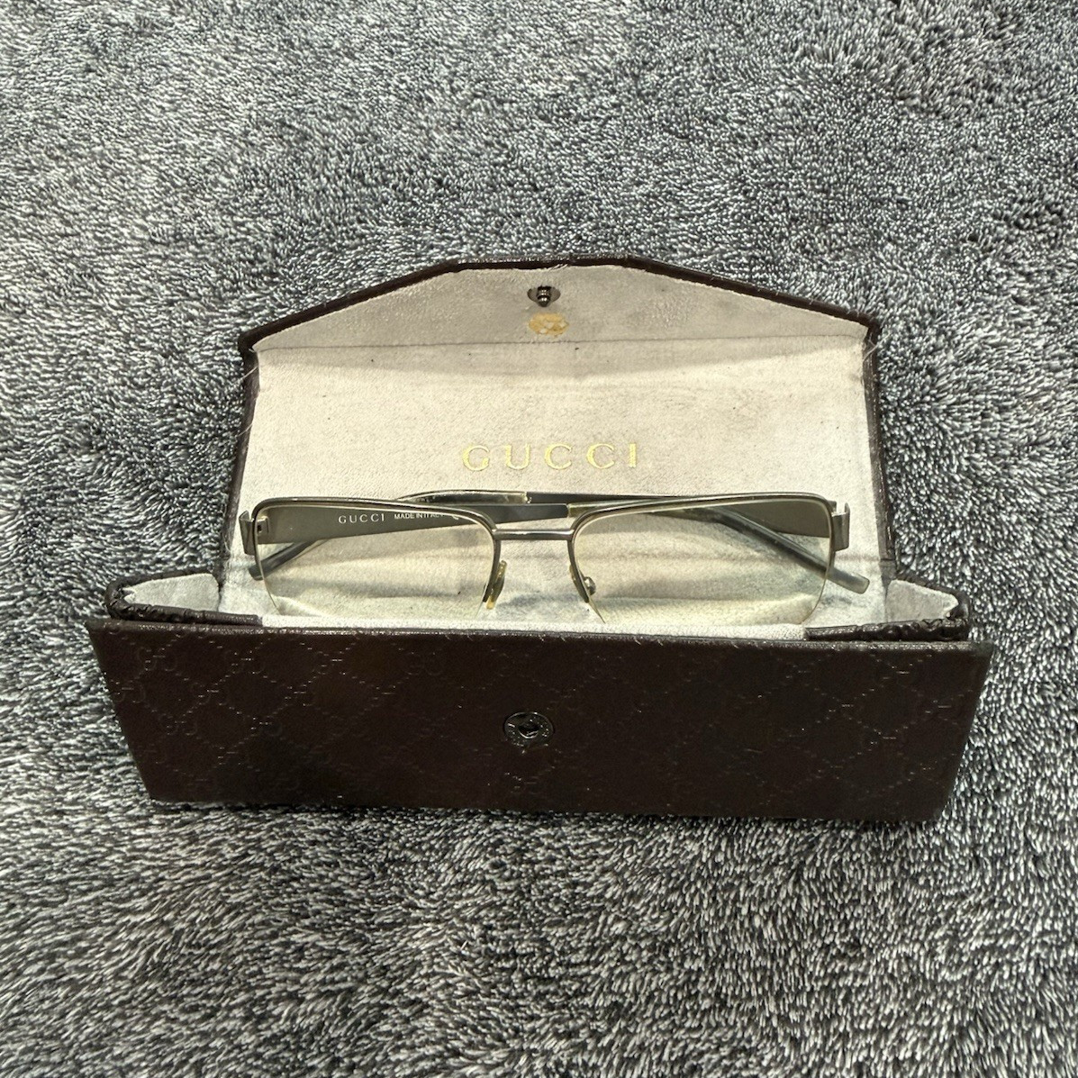 Gucci GG 2209 D8Y Silver Metal Full Rim Rectangular Eyeglass Frames 50-19