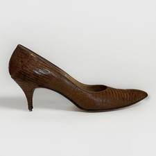 VTG 50s/60s Dominic Romano Lizard Skin Tan Stiletto Pumps Heels Women s 8 AA