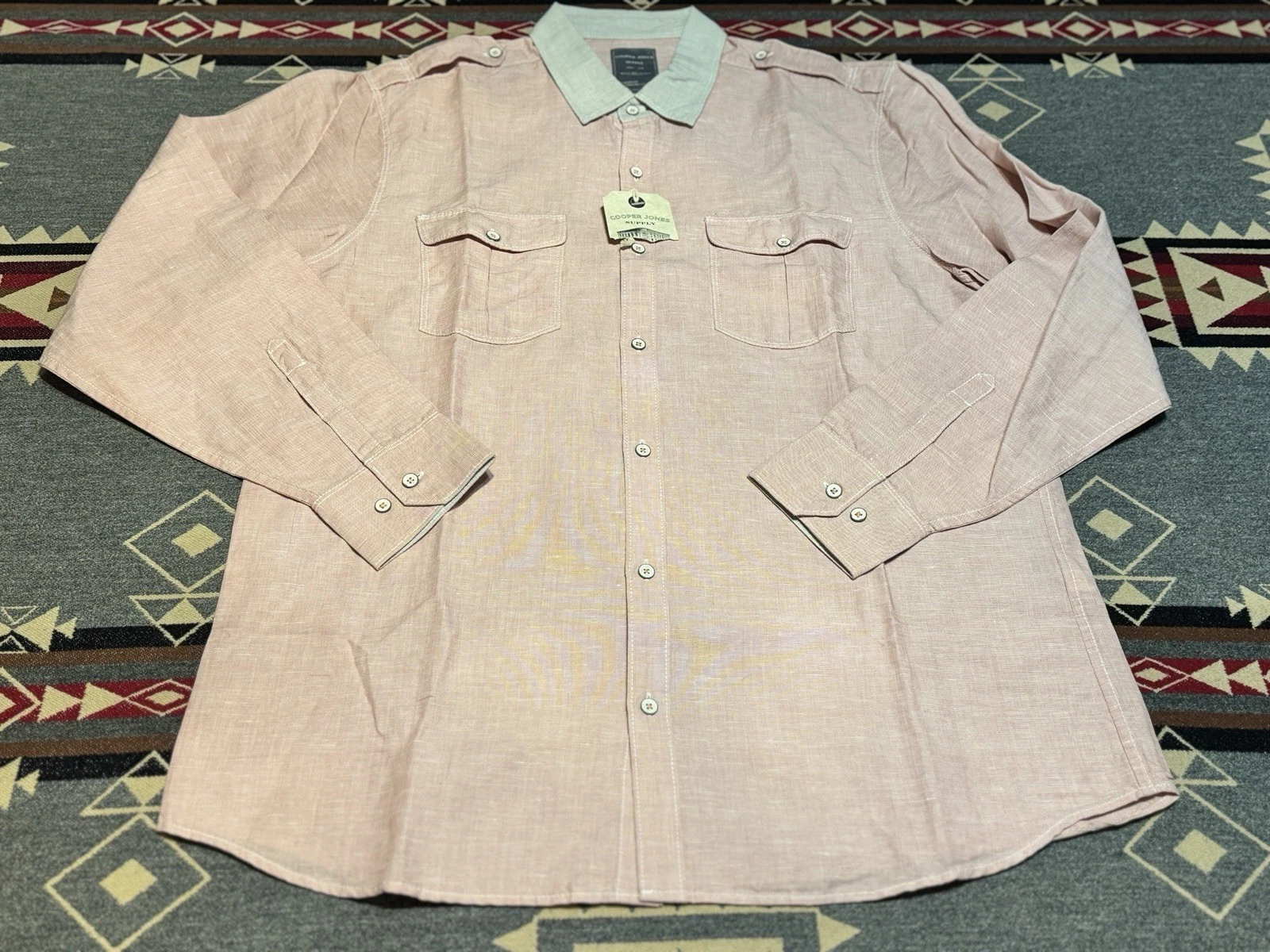 Cooper Jones Linen Shirt Mens XL Pink Button NWT T1