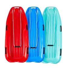 Toboggan Snow Sled for Adults, 48in Plastic Sleds with Pull Rope and 4 Handle...