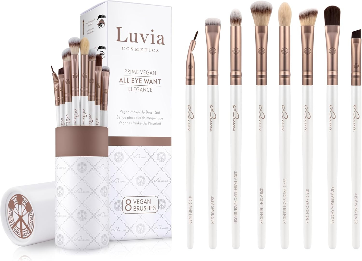 Set Pennelli Trucco Luvia All Eye Want | 8 Pezzi Vegani Professionali