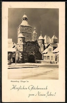 Postcard Weissenburg/Bavaria, winter view of the Ellinger Gate 