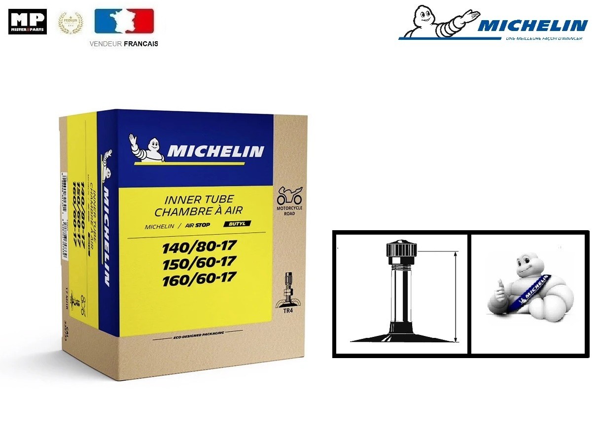 Chambre à air Michelin renforcée 140/80-17 anti-crevaison pour enduro