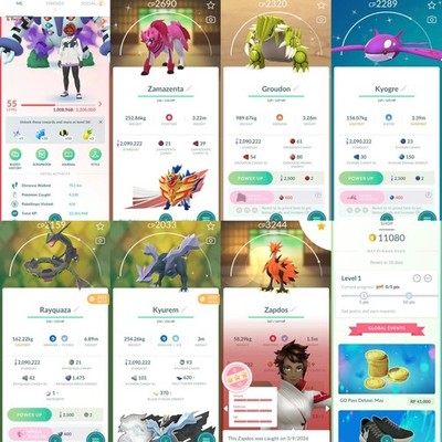 Pokémon PTC Acc Go - Lvl55 - 55 Shiny - 242 Legendary