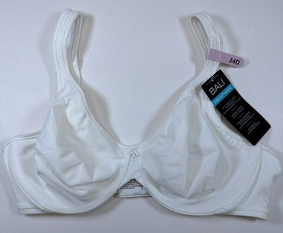 Bali Womens Passion Comfort Minimizer Underwire Bra 34D White DF3383 NEW