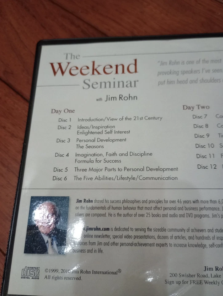 Jim Rohn. Seminario de fin de semana. Seminario de éxito de fin de semana de 2 días. 12 CD'S! Foto 3 de 4