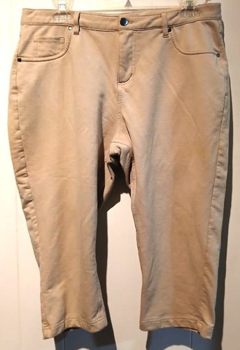 Used Women’s 1X, Super-soft, Stretchy, Khaki-colored, Capri Jeans by Savage Art