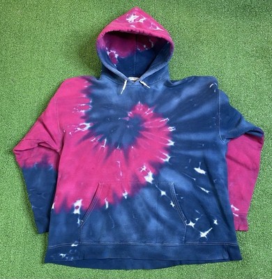 Vintage 90s Tie Dye Hoodie Mens Large Kangaroo Pocket Hanes Ultimate Cotton VTG