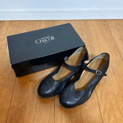 Chacott Character Shoes 23.5cm Black Leather Non-slip Heels 5.5cm