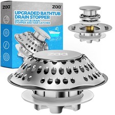 Bathtub Drain Stopper, Upgraded 2in1 Tub Stopper Bathtub Drain Cover and Hair...