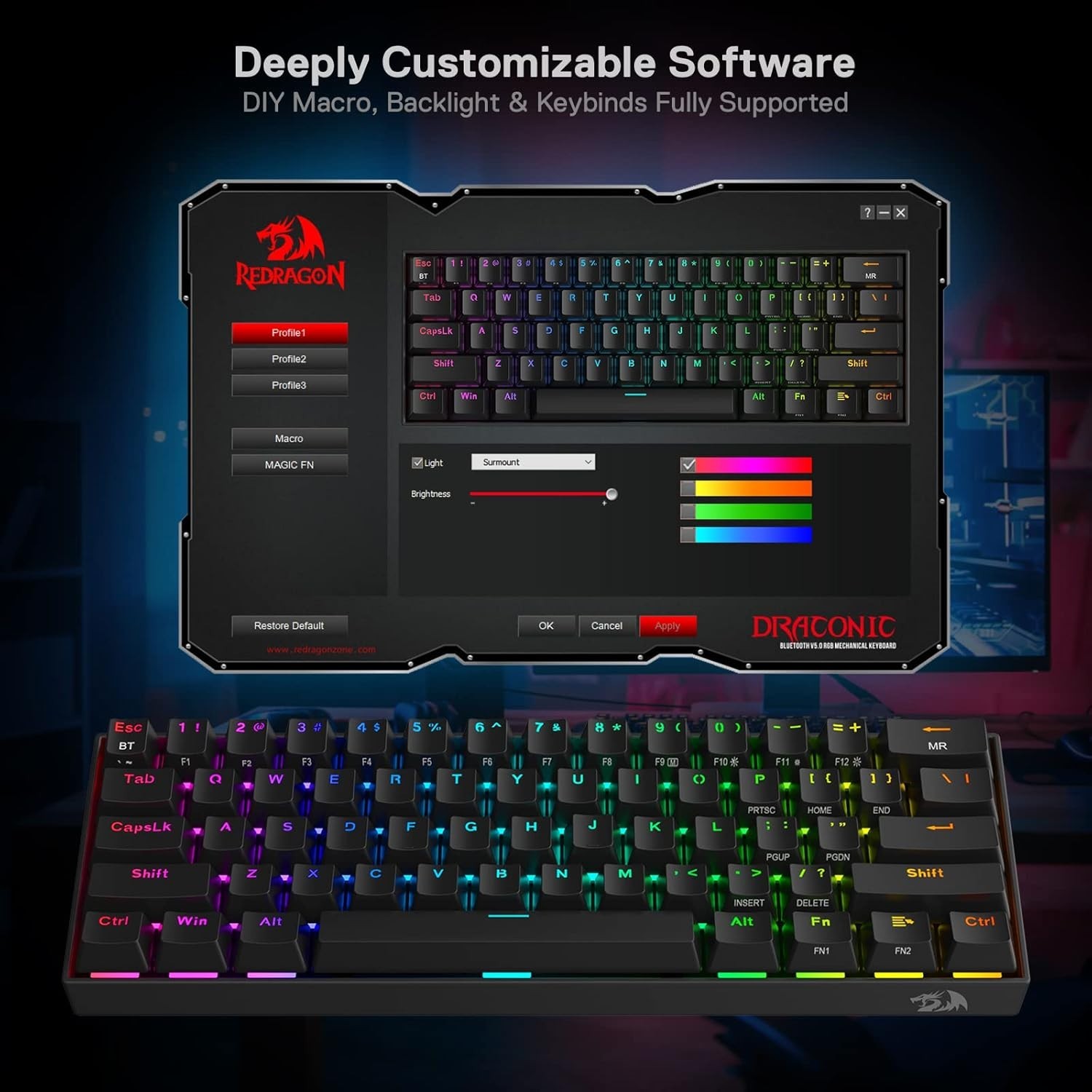 RGB-Gaming-Tastatur Hot-Swap 2,4 GHz drahtlos