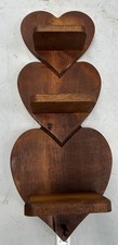 VTG 3 Tier Wooden Heart Shape Shelf With Peg Cottage Country 20 x8.5