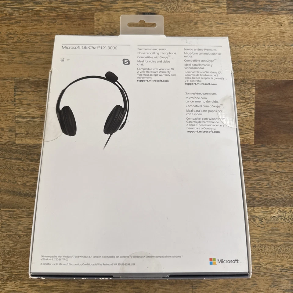 Microsoft LifeChat LX-3000 USB Stereo Headset JUG-00013 Black 1084 NEW Sealed - Image 2 of 3