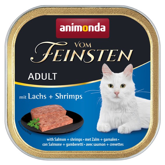 Animonda Vom Feinsten Adult Mit Lachs + Shrimps 32X 100G Katzenfutter Nassfutter-image