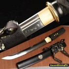Handmade Clay Tempered T10 Steel Sharp Japanese Tanto Short Sword Wakizashi
